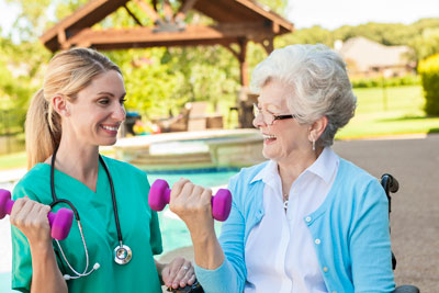 Physical therapy patient and nurse